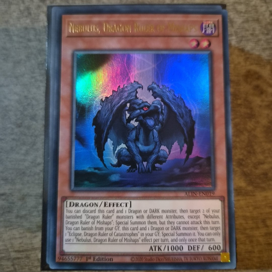 Nebulus, Dragon Ruler of Mishaps ALIN-EN019 Ultra Rare 1st Edition YuGiOh TCG...