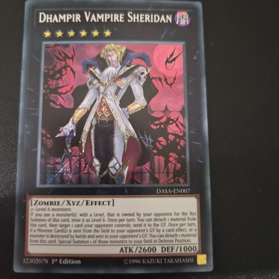 YuGiOh Dhampir Vampire Sheridan Secret Rare 1st Edition DASA-EN007