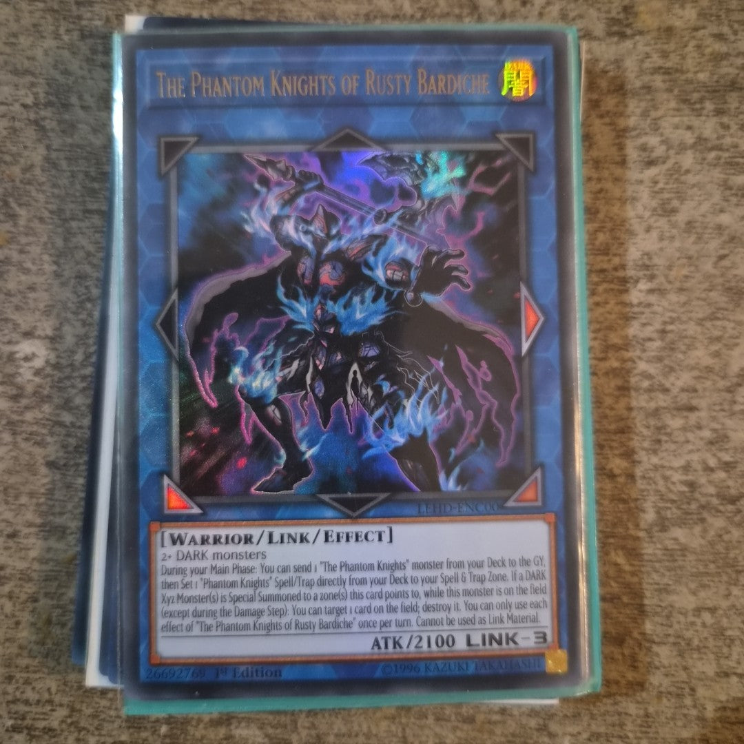 The Phantom Knights of Rusty Bardiche Ultra Rare 1st Ed. LEHD-ENC00 YuGiOh Card