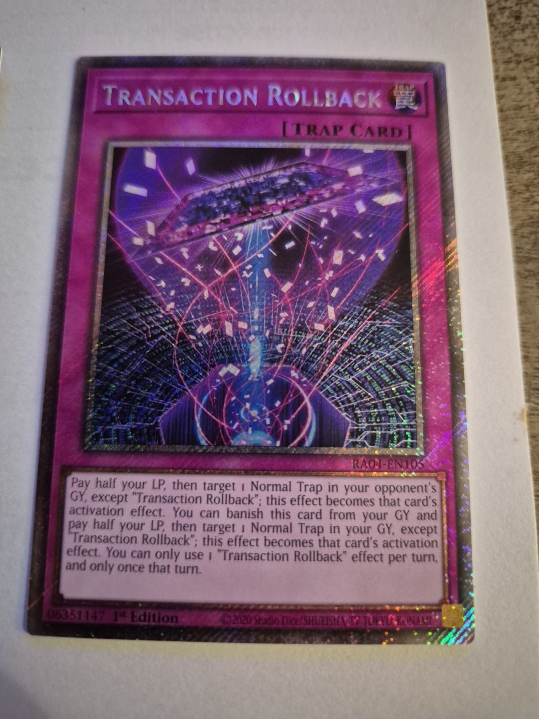 Yugioh - Transaction Rollback - Collectors Rare - RA04-EN105 - 1st Edition - NM