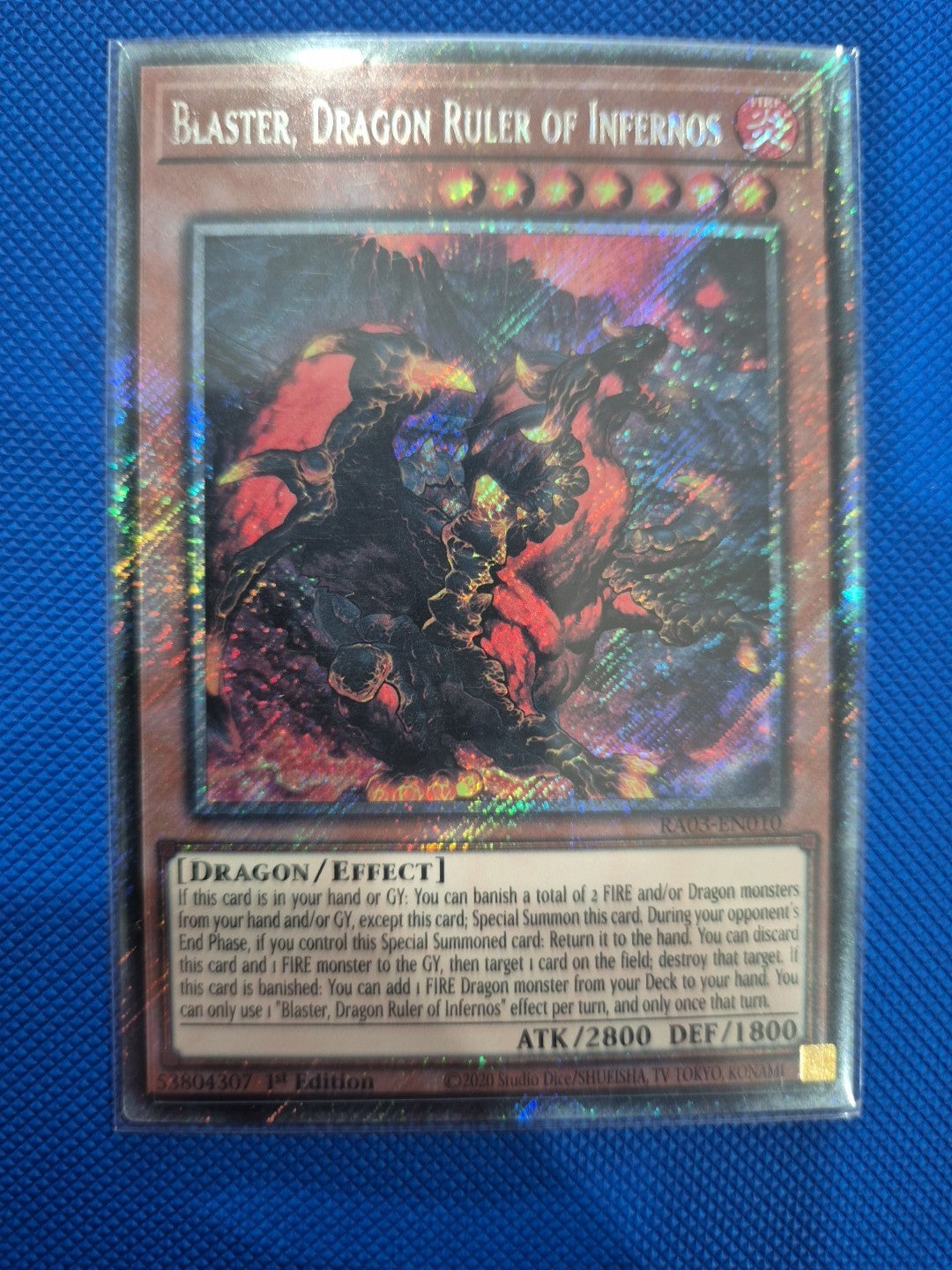Blaster, Dragon Ruler of Infernos RA03-EN010 Platinum Secret Rare 1stEd Yu-Gi-Oh