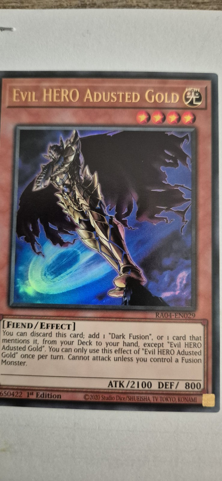 Evil HERO Adusted Gold RA04-EN029 Ultra Rare 1st Edition YuGiOh TCG Card