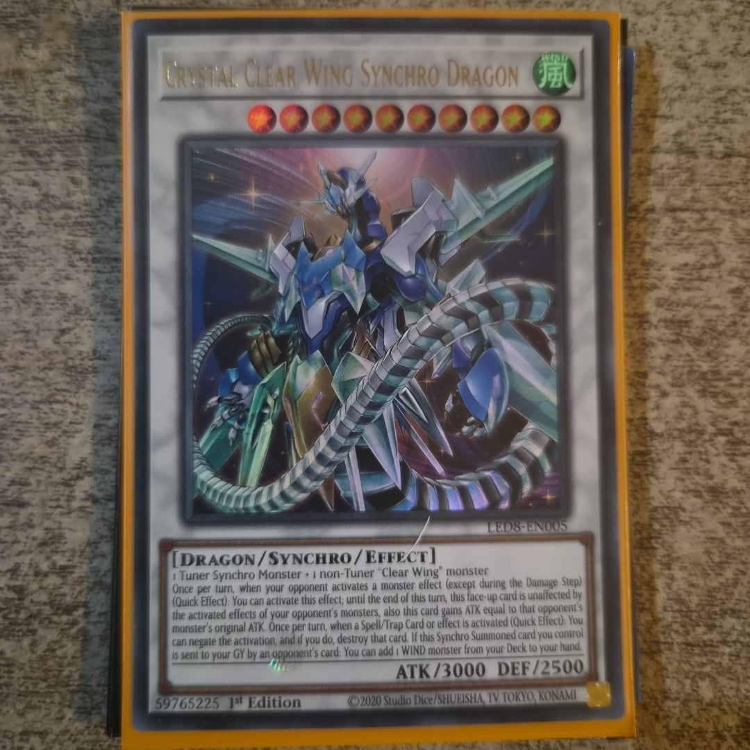 Yugioh Crystal Clear Wing Synchro Dragon LED8-EN005 Ultra Rare 1st Edition NM