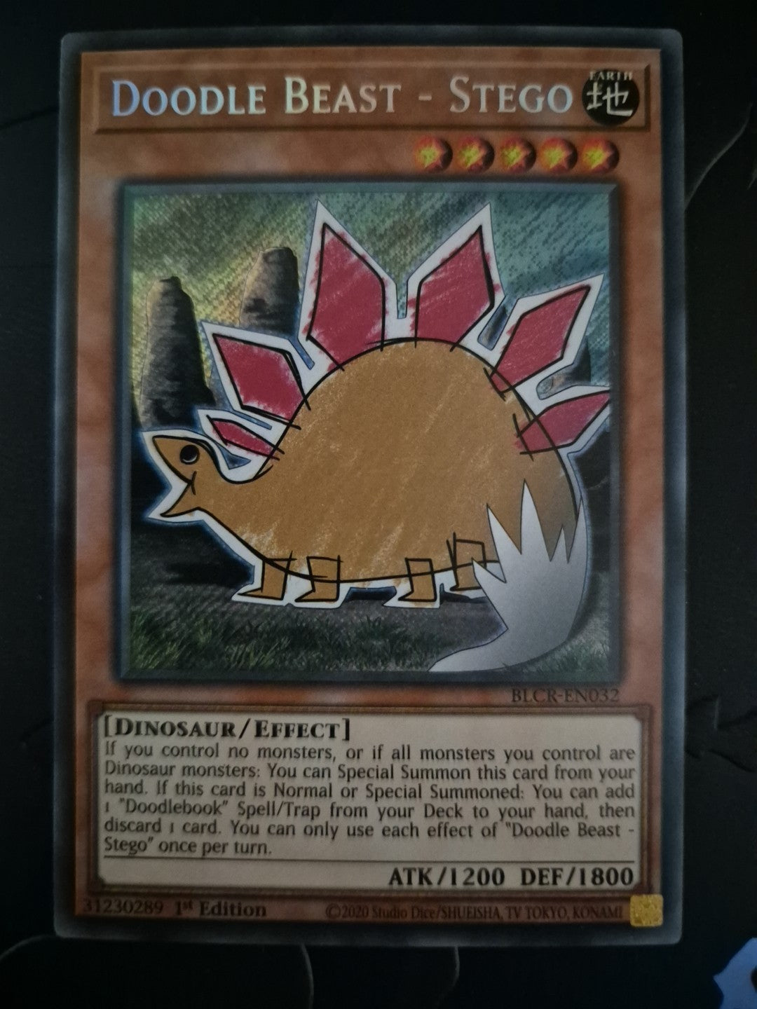 Doodle Beast - Stego - Blcr-en032 - Secret Rare 1st Edition YuGiOh Card