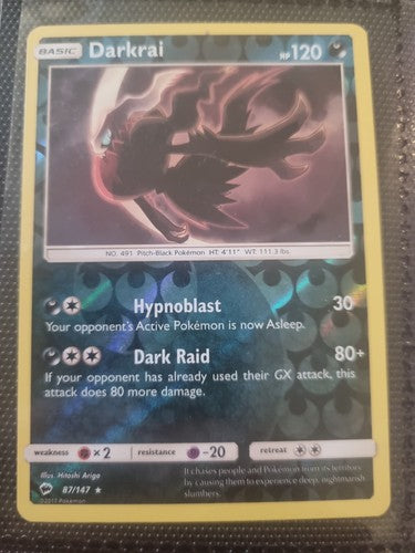 Darkrai 87/147 Reverse Rare Holo Burning Shadows Pokemon Card NM Near Mint