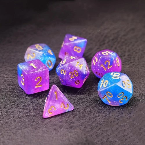 7pc Pink & Blue Dice Set - RPG Board Games