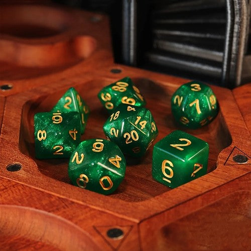 7pc Green Dice Set - RPG Board Games