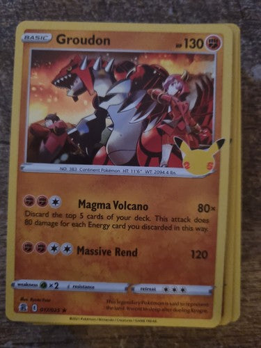 Pokemon Card  GROUDON  Holo Rare  017/025  CELEBRATIONS 25TH ANNIVERSARY  17/25