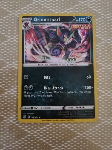 Pokemon Grimmsnarl 178/264 Fusion Strike Holo Card