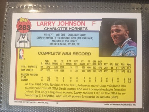 1992-93 Topps Gold #283 Larry Johnson Charlotte Hornets