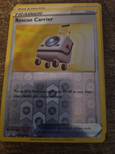 Pokemon Card   RESCUE CARRIER   Reverse Holo  154/203  EVOLVING SKIES  *MINT*