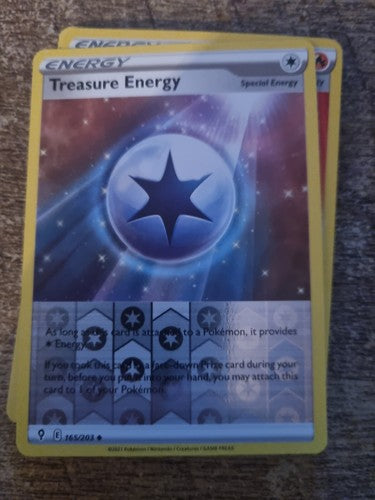 Pokemon Card   TREASURE ENERGY   Reverse Holo  165/203  EVOLVING SKIES  *MINT*
