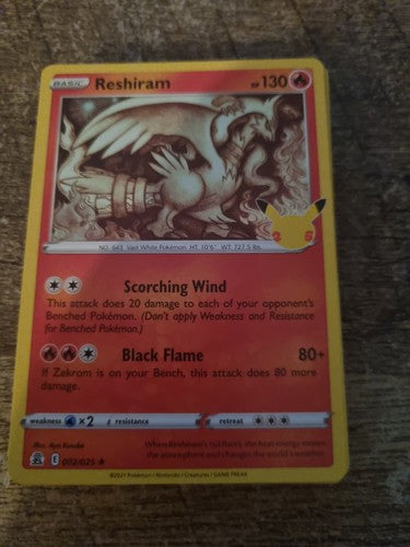 Pokemon Card  RESHIRAM  Holo Rare  002/025  CELEBRATIONS 25TH ANNIVERSARY  2/25